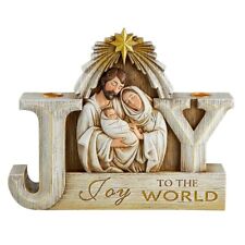 Joy to the World Nativity Scene Advent Candle Holder Christmas Decor 10 3/8 In picture