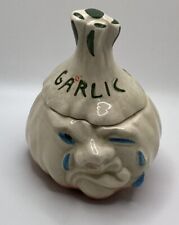 Vintage Anthropomorphic Crying Garlic Keeper Handle with Care 1950s Mid Century picture