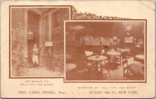 Vintage 1910s NEW YORK CITY Postcard TALLY-HO TEA SHOP Entrance & Interior Views picture