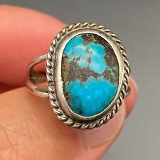 Vintage Southwestern Turquoise Silver Ring Size 7 picture
