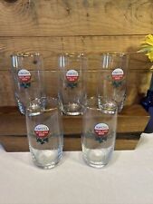 Set of 5 Vintage Amstel Beer Glasses Holland Netherlands Gold Rim 350 ml / 12 oz picture