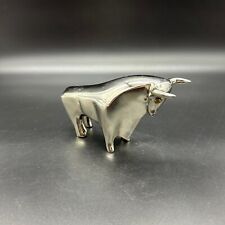 Chrome Silver Wall Street Stock Market Bull Paperweight Figurine 5 inches Long picture