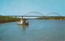 Leavenworth KS Centennial Bridge and Tug Boat Early CHrome UNUSED  picture
