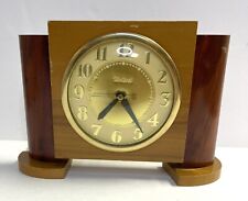 Vintage United Clock Electric Shelf Clock Square Wood Art Deco MCM picture