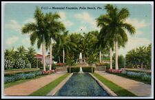 Postcard Memorial Fountain Posted 1946 Palm Beach FL W55 picture