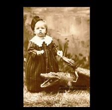 Vintage Alligator Baby Girl PHOTO Freak Scary Creepy Weird Odd Circus picture