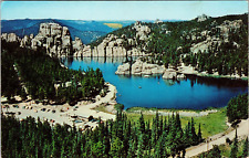 Sylvan Lake Scenic Mountain View Black Hills South Dakota Chrome  Postcard 7A picture