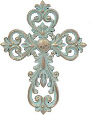 Patina Wall Hanging Cross Rustic Antique Ornate Scrolls Spiritual Religious Art picture