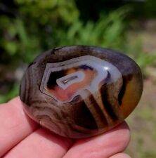 MADAGASCAR BANDED AGATE 2.6OZ COOL FIRE CORE SMOKEY DISPLAY AGATE  picture