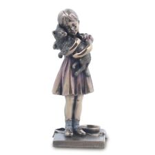 Bronze Resin Girl With Cat Figurine picture