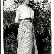 c1920s Pretty Young Lady RPPC Girl Outdoors Woman Dress Real Photo Postcard A94 picture