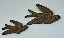 Set of 2 Vintage Burwood Plastic Faux Wood Swallow Birds Wall Hangings 2650 picture