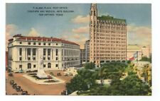 Alamo Plaza San Antonio Texas Linen Postcard picture