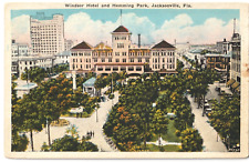Windsor Hotel and Hemming Park-Jacksonville, Florida FL-1932 posted antique picture