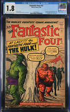 THE FANTASTIC FOUR #12 MARCH 1963 - CGC 1.8-SILVER AGE KEY HULK and THING picture