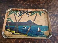 Vintage Hawaiian Painted Wooden Tray 1950's picture