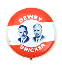 VTG 1944 Thomas Dewey Bricker Presidential Campaign Pinback Button #B2 picture