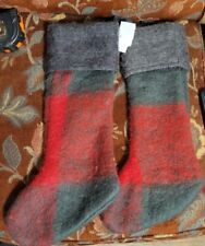 2 NWOT The Farmhouse Rachel Ashwell Christmas Stockings Grey Red Plaid Brushed picture