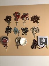 Lot of 11 Vintage Rosaries...very nice. Popes, Padre Pio, Scented beads. picture