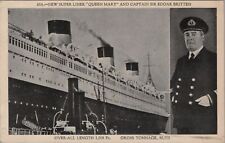 Postcard Ship New Super Liner Queen Mary Captain Sir Edgar Britten  picture
