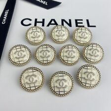 10 CHANEL BUTTONS WHITE GOLD CC LOGO METAL 20MM VINTAGE picture