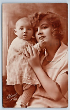 Postcard RPPC French Mother Holding Infant Bleuet Studio 1929 picture