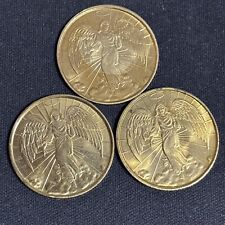 Two Sided Guardian Angel Coin Gold Tone 1