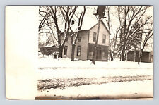RPPC Small Storefront Home on Snowy Street Real Photo Postcard picture