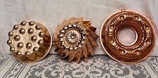 Vintage Copper Tone Aluminum Jello Molds Round Dimpled, Swirl Fluted, & Ring picture