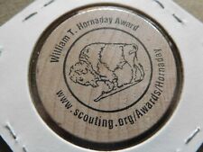 DH SCOUT BSA 2013 NATIONAL JAMBOREE WOODEN NICKEL WILLIAM T HORNADAY AWARD COIN picture