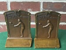 antique Judd bookends, football players, leather helmets, solid bronze, c. 1925, picture
