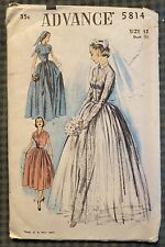 Rare 1950's (51) Advance 5814 Wedding Dress Factory Folded Size 12 Bust 30 picture
