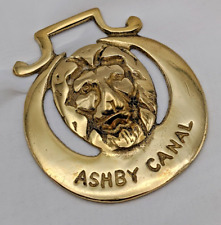 Brass Horse Medallion Vintage English Ashby Canal Lion Crescent Show Parade picture