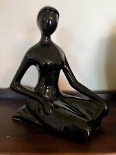 Large Mid Century Modern MCM Nude Figural Woman Black Ceramic Sculpture Art Deco picture