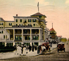 Asbury Park New Jersey Postcard Asbury Avenue Plaza Hotel and Grill Old Car SW picture