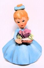 Napco Little Girl Figurine February Violet C-8614 Flower of the Month 3 1/2