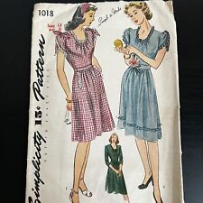 Vintage 1940s Simplicity 1018 Petal Sleeve Belted Dress Sewing Pattern 18 USED picture