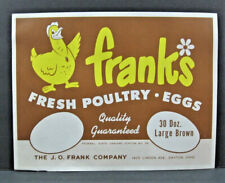Vintage Frank's Lg Brown 30 Dozen Bulk Egg Crate Box Carton Label Dayton Ohio picture
