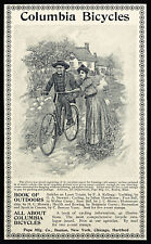 1893 COLUMBIA BICYCLES Young Lady Helping Old Man Ride Orig Antique PRINT AD picture
