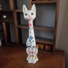 Vintage Tall White Floral Cat 12.5