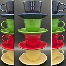 Fiesta HLC Primary Colors Cup Saucer Variety 8 Piece Pack for 4 Made in USA 6 oz picture