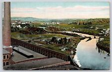 Millinocket Maine ME Stream From Mill Plants River & Factory Building Postcard picture