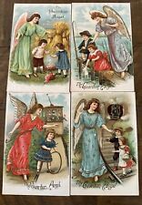 Lot of 4~Guardian Angels with Children~Antique Embossed Greetings Postcards~k189 picture