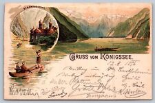 1896  postcard GRUSS vom KONIGSSEE GERMANY W/AUTOGRAPHS color litho picture