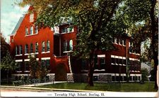  Sterling Illinois Township High School Postcard Posted 1909 Red Tree Lined  picture