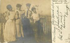1905 Three Young ladies and Young man Happy Group RPPC Photo Postcard 22-869 picture