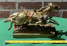 Armor Bronze native American Indian on horse, C. 1920s, bronze clad, 12” long picture