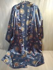 Vintage Blue Print Floral Dragon Kimono Silk Robe One size picture