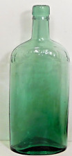 c1900 LITE TEAL GREEN WHISKEY FLASK - IMPERIAL PINT picture