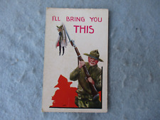 WWI US Army Post Card Doughboy with Rifle Patriotic Theme Artist Signed Unused picture